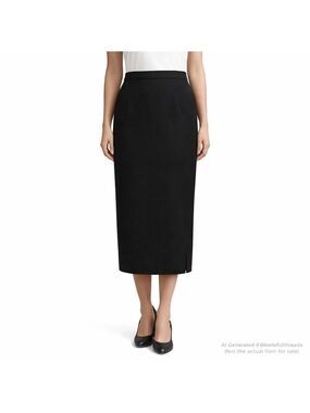 Nygaard Collection Petites 12 Black Wool Maxi Skirt (Long Midi Fit)